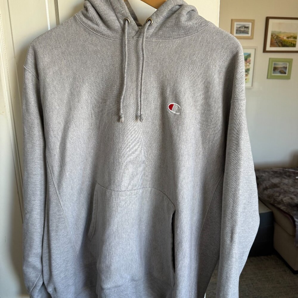 Vintage Large Gray Champion Hoodie